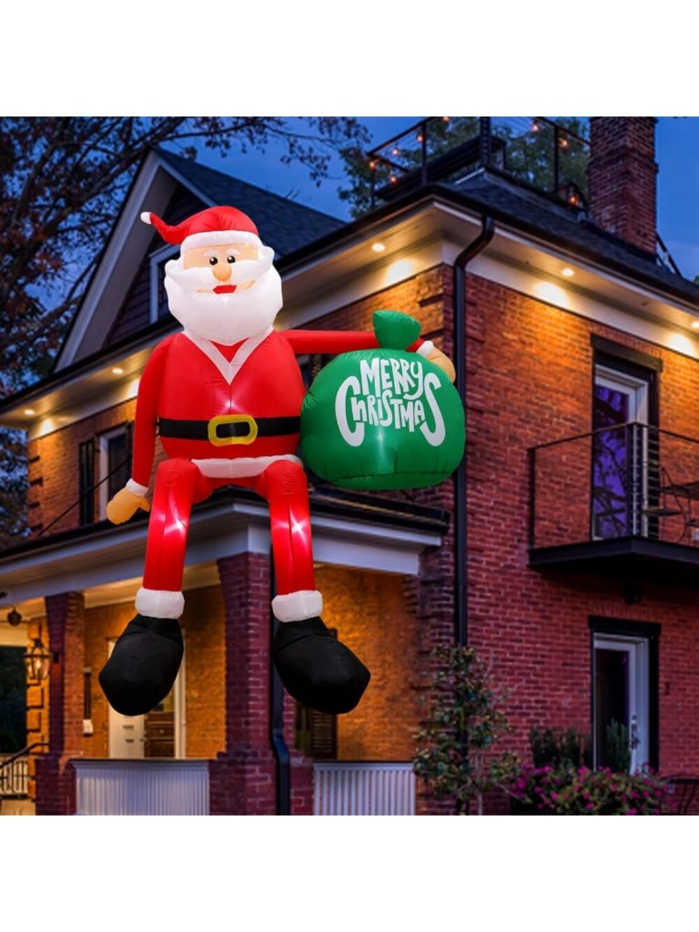 8FT Climbing Santa Christmas Inflatable Yard Decor with LED Lights - Outdoor